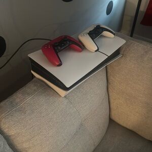 Sony PS5 Console with Red and White Design